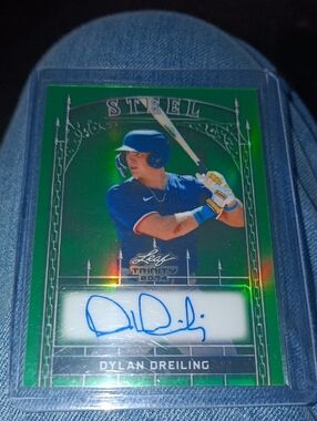 Leaf Trinity 2024 Dylan Dreiling Green Steel Autograph Card /7